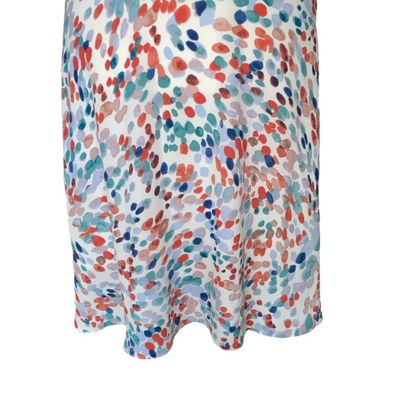 Maeve Anthro Watercolor Pastel Orange Blue Dot Flutter Sleeve Cutout Dress - M - Picture 10 of 14